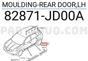 Nissan 82871JD00A MOULDING-REAR DOOR,LH