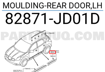 Nissan 82871JD01D MOULDING-REAR DOOR,LH