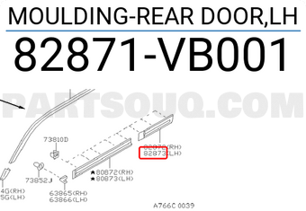 Nissan 82871VB001 MOULDING-REAR DOOR,LH