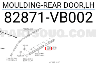 Nissan 82871VB002 MOULDING-REAR DOOR,LH