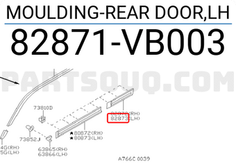 Nissan 82871VB003 MOULDING-REAR DOOR,LH