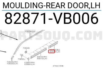 Nissan 82871VB006 MOULDING-REAR DOOR,LH