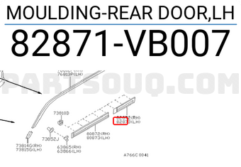 Nissan 82871VB007 MOULDING-REAR DOOR,LH