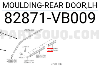 Nissan 82871VB009 MOULDING-REAR DOOR,LH