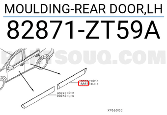 Nissan 82871ZT59A MOULDING-REAR DOOR,LH