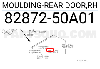 Nissan 8287250A01 MOULDING-REAR DOOR,RH