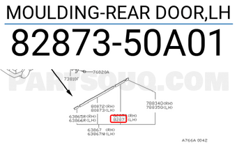 Nissan 8287350A01 MOULDING-REAR DOOR,LH