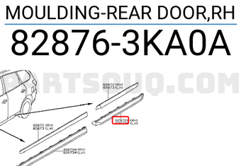Nissan 828763KA0A MOULDING-REAR DOOR,RH