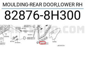 Nissan 828768H300 MOULDING-REAR DOOR,LOWER RH