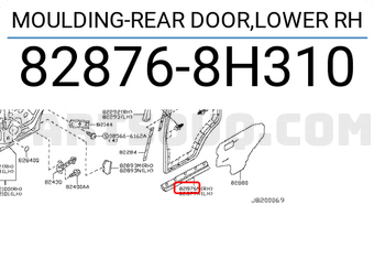 Nissan 828768H310 MOULDING-REAR DOOR,LOWER RH
