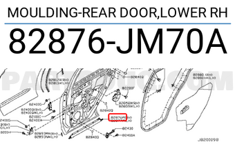 Nissan 82876JM70A MOULDING-REAR DOOR,LOWER RH