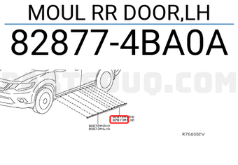 Nissan 828774BA0A MOUL RR DOOR,LH