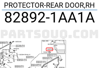 Nissan 828921AA1A PROTECTOR-REAR DOOR,RH