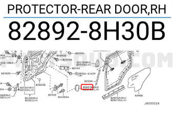 Nissan 828928H30B PROTECTOR-REAR DOOR,RH
