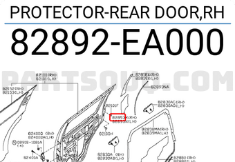 Nissan 82892EA000 PROTECTOR-REAR DOOR,RH