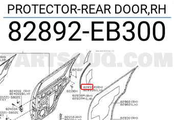 Nissan 82892EB300 PROTECTOR-REAR DOOR,RH