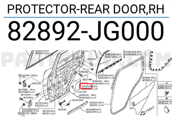 Nissan 82892JG000 PROTECTOR-REAR DOOR,RH