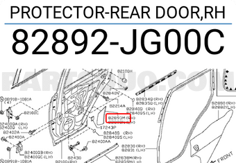 Nissan 82892JG00C PROTECTOR-REAR DOOR,RH