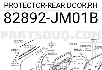 Nissan 82892JM01B PROTECTOR-REAR DOOR,RH