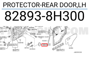 Nissan 828938H300 PROTECTOR-REAR DOOR,LH