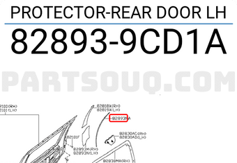 Nissan 828939CD1A PROTECTOR-REAR DOOR LH