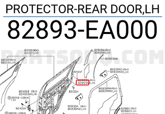 Nissan 82893EA000 PROTECTOR-REAR DOOR,LH