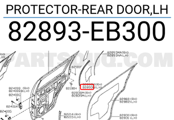 Nissan 82893EB300 PROTECTOR-REAR DOOR,LH