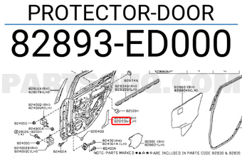 Nissan 82893ED000 PROTECTOR-DOOR