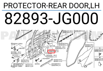 Nissan 82893JG000 PROTECTOR-REAR DOOR,LH