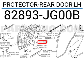 Nissan 82893JG00B PROTECTOR-REAR DOOR,LH