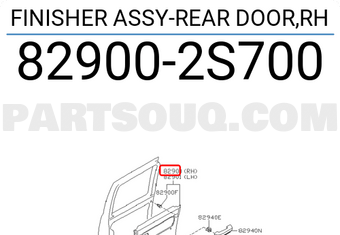 Nissan 829002S700 FINISHER ASSY-REAR DOOR,RH
