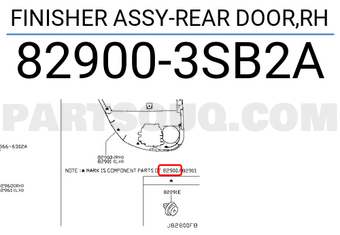 Nissan 829003SB2A FINISHER ASSY-REAR DOOR,RH