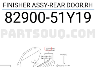 Nissan 8290051Y19 FINISHER ASSY-REAR DOOR,RH