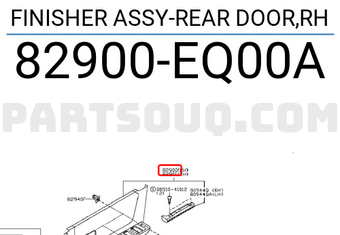 Nissan 82900EQ00A FINISHER ASSY-REAR DOOR,RH