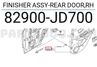 Nissan 82900JD700 FINISHER ASSY-REAR DOOR,RH