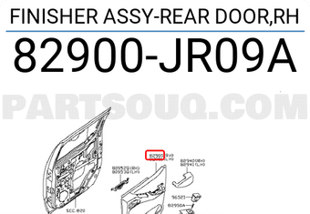 Nissan 82900JR09A FINISHER ASSY-REAR DOOR,RH