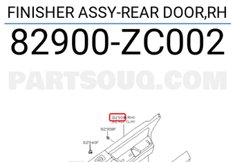 Nissan 82900ZC002 FINISHER ASSY-REAR DOOR,RH
