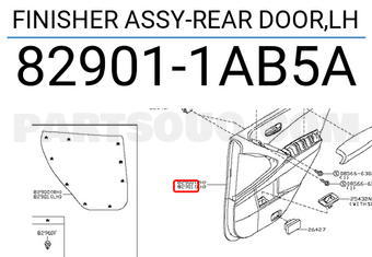 Nissan 829011AB5A FINISHER ASSY-REAR DOOR,LH