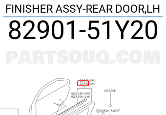Nissan 8290151Y20 FINISHER ASSY-REAR DOOR,LH