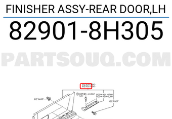 Nissan 829018H305 FINISHER ASSY-REAR DOOR,LH