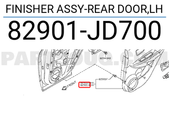 Nissan 82901JD700 FINISHER ASSY-REAR DOOR,LH