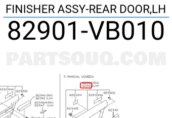 Nissan 82901VB010 FINISHER ASSY-REAR DOOR,LH