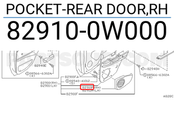 Nissan 829100W000 POCKET-REAR DOOR,RH