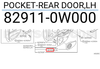 Nissan 829110W000 POCKET-REAR DOOR,LH