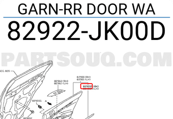 Nissan 82922JK00D GARN-RR DOOR WA