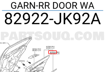Nissan 82922JK92A GARN-RR DOOR WA