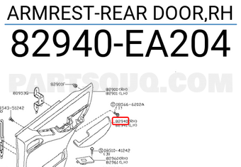 Nissan 82940EA204 ARMREST-REAR DOOR,RH
