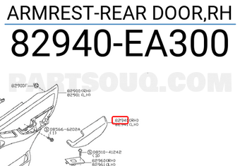 Nissan 82940EA300 ARMREST-REAR DOOR,RH