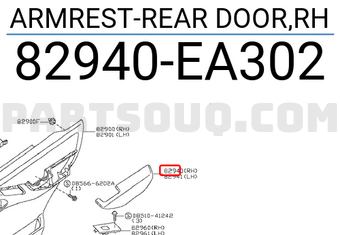 Nissan 82940EA302 ARMREST-REAR DOOR,RH