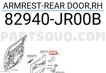 Nissan 82940JR00B ARMREST-REAR DOOR,RH